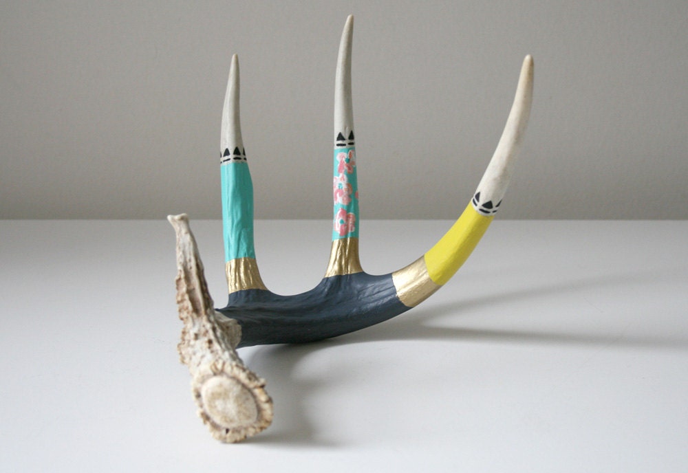 Teal Navy and Yellow Antler