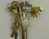 Angel Haven Is On A Journey - Up Cycled Sterling Silver, Sterling Silverware, Brass, And PMC - Art Jewelry Pendant - 1106