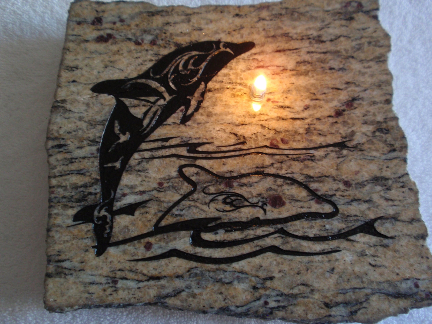 Dance of the "Dolphin Spirit" Firestone/Granite Oil Candle