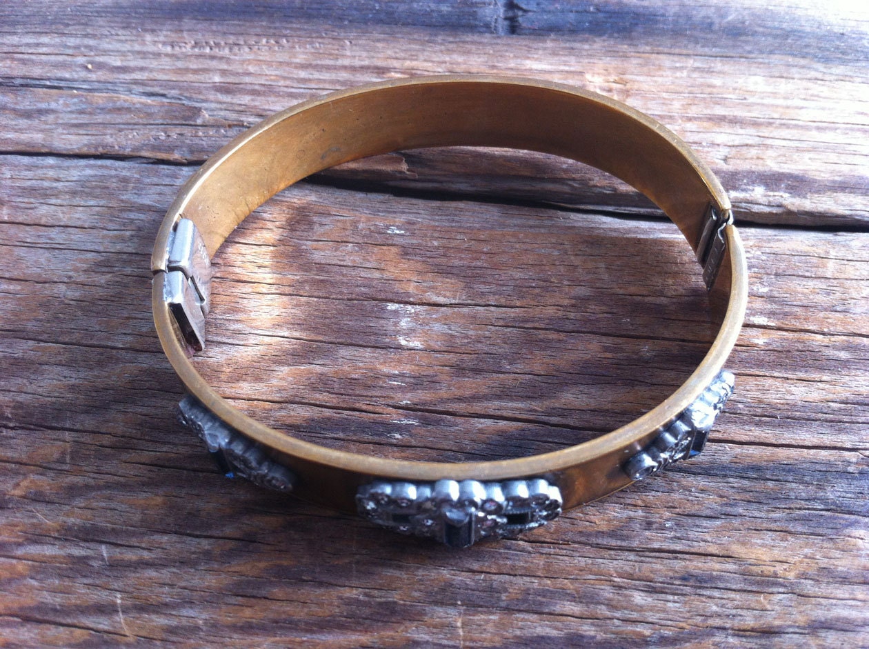 ART DECO 1920s brass bracelet / ALLCO bracelet