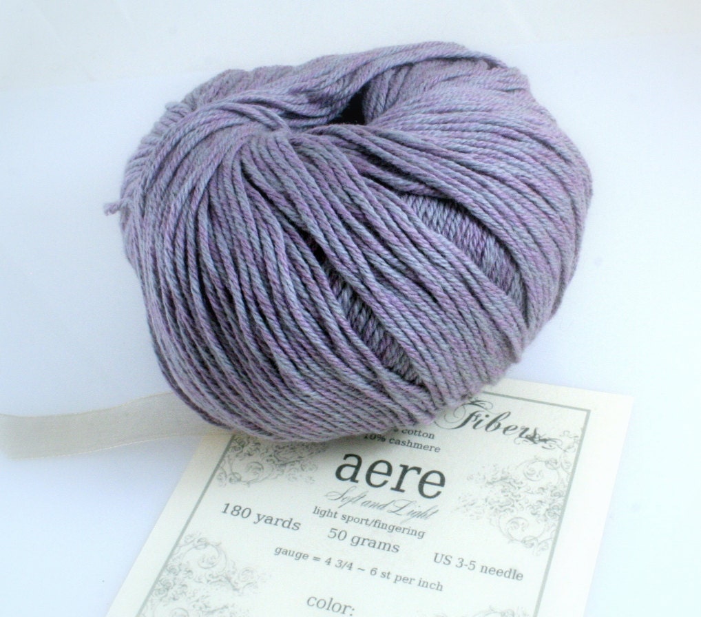 Cashmere cotton blend soft yarn fingering sport Lilac aere new color