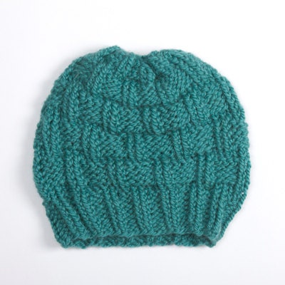 STONE MINI Teal Hand Knit Wool Beanie