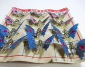 12 Vintage Enamel Butterfly Clip On Pins - Metal - Hair or Hat Accessory - Floral Design