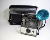 Vintage Polaroid Land Camera 103 with Original Case, Flash Attachment, Removable Cover