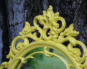 Ornate Yellow Wall Mirrror 29 x 18 OR CHOOSE COLOR,Nursery Mirror,Accent Mirror,Hollywood Regency Mirror