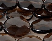 SMOKY QUARTZ Faceted Puffed Oval-16 Inch Strand