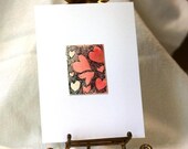Heart note card original watercolor art OOAK pen and ink blank romantic stationery red anniversary love