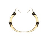 Spring Sale - 10 % OFF - GOLD THORN Earrings - Victorian Gothic - Elegant Sharp Femme Fatale - Black Filigrees and Brass Screws - Free Inte
