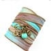 Om Silk Wrap Bracelet with Turquoise, Peace Sign,and Hamsa, yoga bracelet, silk ribbon wrap bracelet, yoga jewelry