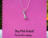 Pitch Perfect Microphone Necklace on Birthday Card