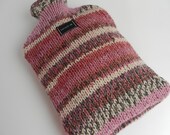hot water bottle cover knitted fair isle style multi pink