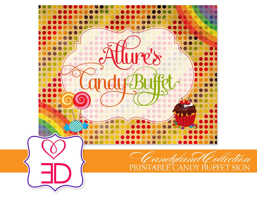 Candyland Collection - Printable 8.5X11 Candy Buffet Sign Il_570xn