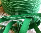 Patterned 5/8 Inch Foldover Elastic-5 Yards-Emerald with White Dots
