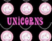 Girls Party Favors Personalized Pink Polka Dot Unicorn Pegasus Pendant Necklace or Zipper Pull