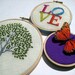 Tree Hoop Art - Hand Embroidered Wall Wear in 6 inch wood hoop.  Magenta