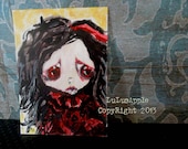 Art Card ACEO Original acrylic painting Miniature goth Vampire girl Safara