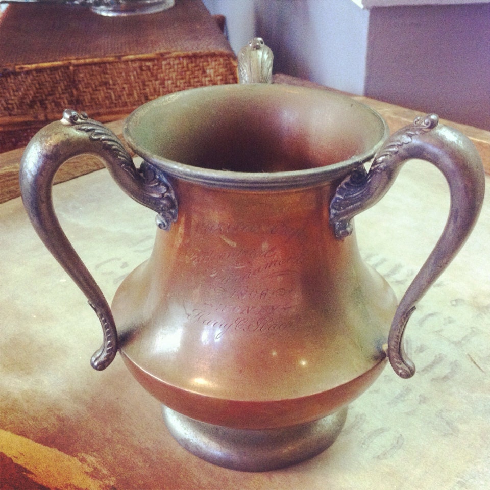 Antique 1906 Copper and Pewter Gambling Trophy