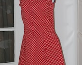 VINTAGE 60s Red & White Polka Dot Scooter Dress, Mini Dress, Drop Waist, NWOT - S