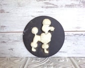 Vintage French Poodle Wall Hanging Paris Apartment Very Chic Round  5 3/4 inch