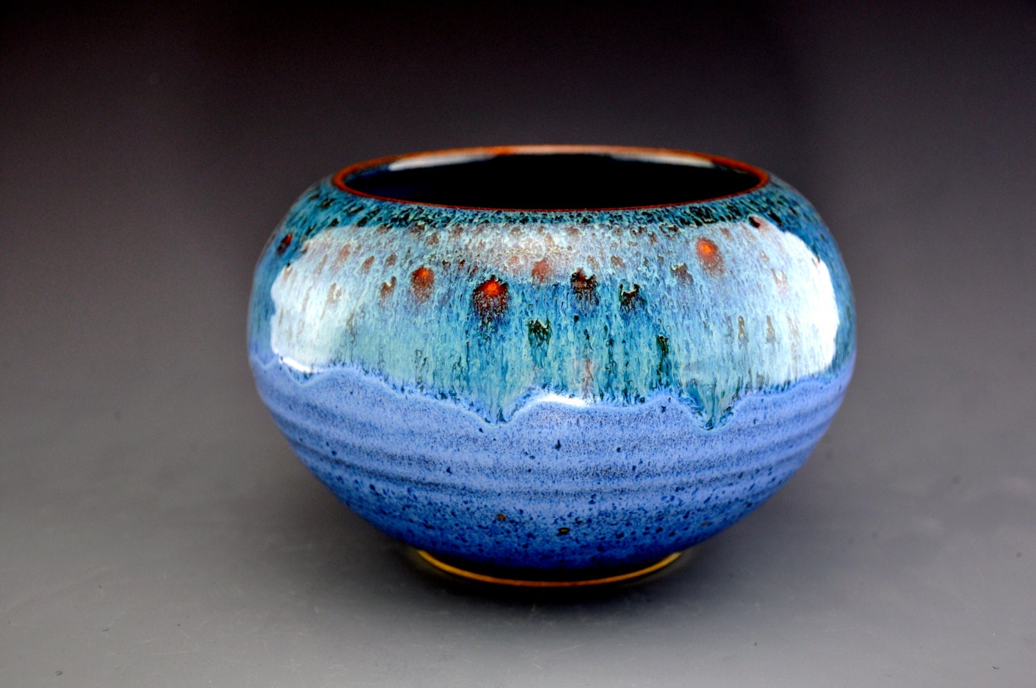 Bowl Vase Pottery Blue Turbulence A