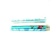 TURQUOISE AND WHITE /  set of 5 / fabric supplies / teal and blues / fabric bundle