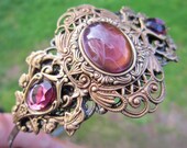 HEADBAND  PURPLE JEWEL Brass Filigree