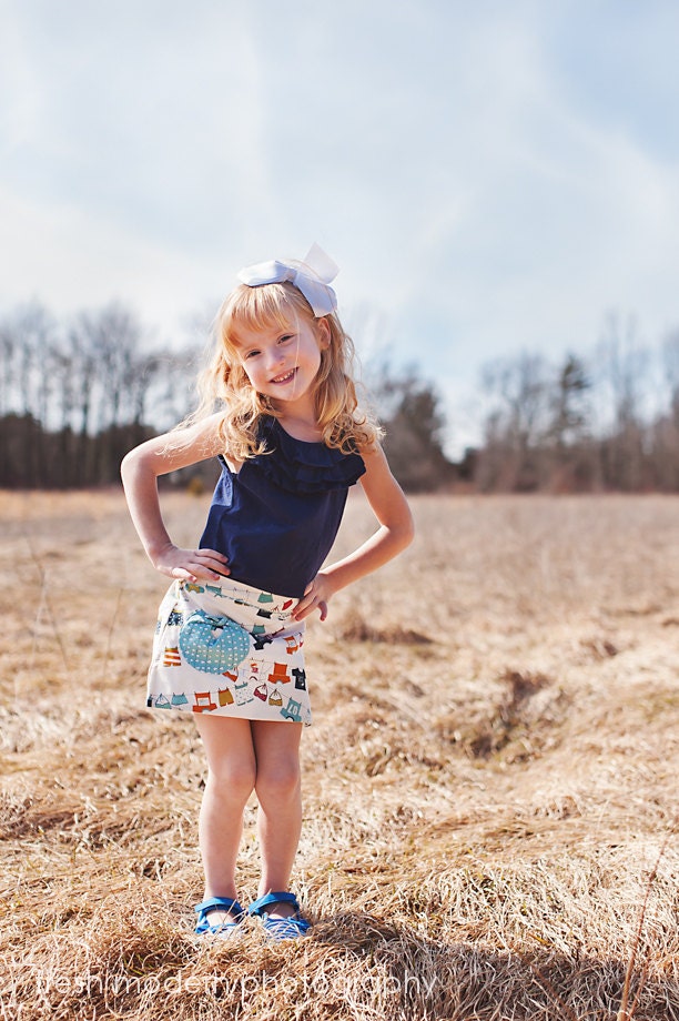 Clothesline skort with tied Pocket for Toddlers and Girls