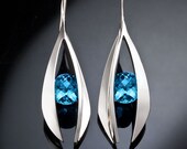 December Birthstone - Statement Earrings - Swiss Blue Topaz Earrings - Dangle - Eco-Friendly - Contemporary Jewelry 2495