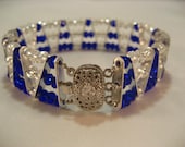 3-Strand Blue and Clear Crystal Bracelet