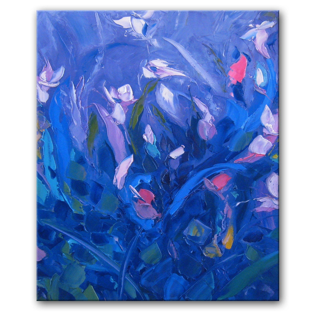 Magic garden FREE SHIPPING Original Oil Painting on Canvas Palette Knife - by SOLOMOON - gallery fine art ready to hang impasto