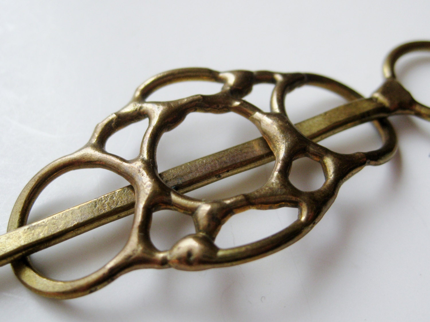 Vintage 50s 60s Mid Century Modernist Organic Brass Brutalist Jack Boyd Hair Barrette