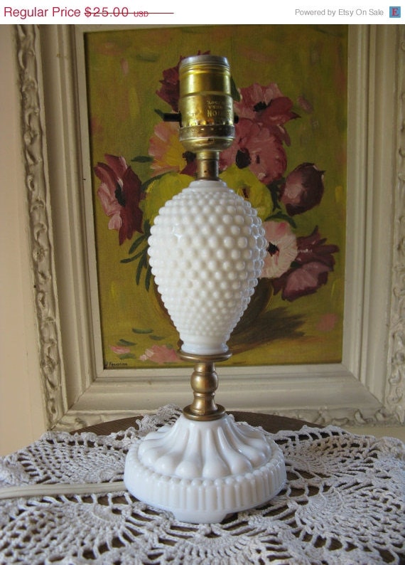 all books hobnail white milkglass boudior lamp leviton gold accents 11 1/4 inches tall shabby french apartment