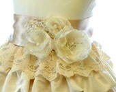 Vintage style flower girl dress. Bridal rosette sash flowergirl dress. Special occasion dress, birthday party dress. Sizes 1-4