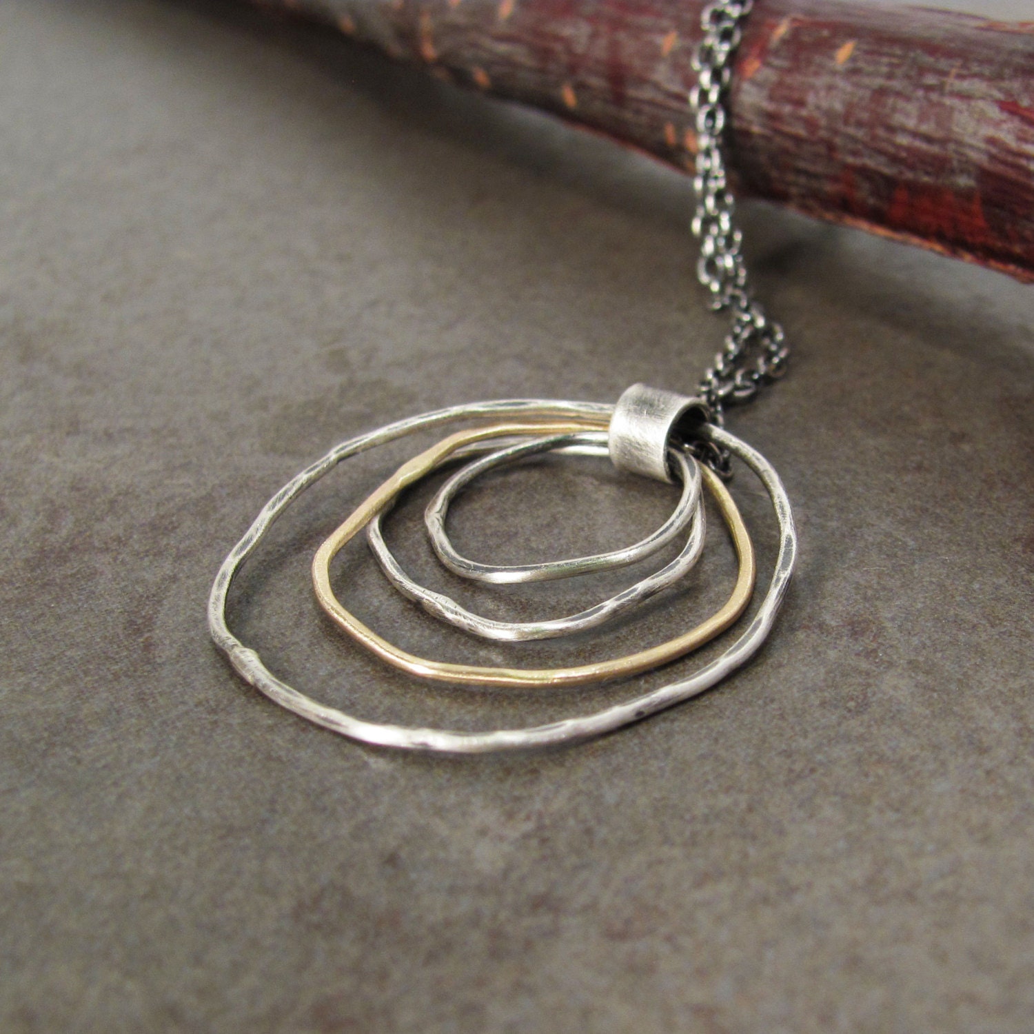 18k Gold and Silver Ribbon Necklace