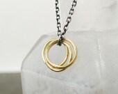 18k Gold and Silver Sliding Rings Necklace
