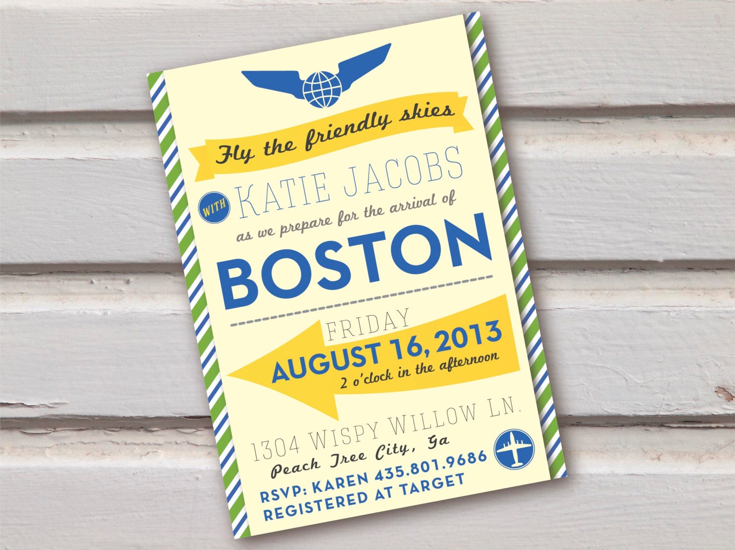 Retro Airplane Baby Shower Invitation