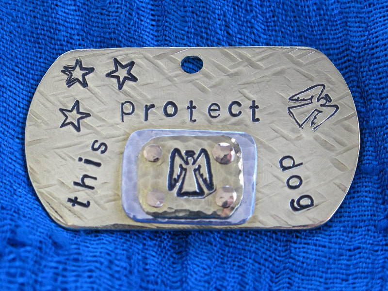 Protect This Dog ID Tag in Military Brass