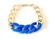 Color Blocking Chunky Chain Bracelet - Blue