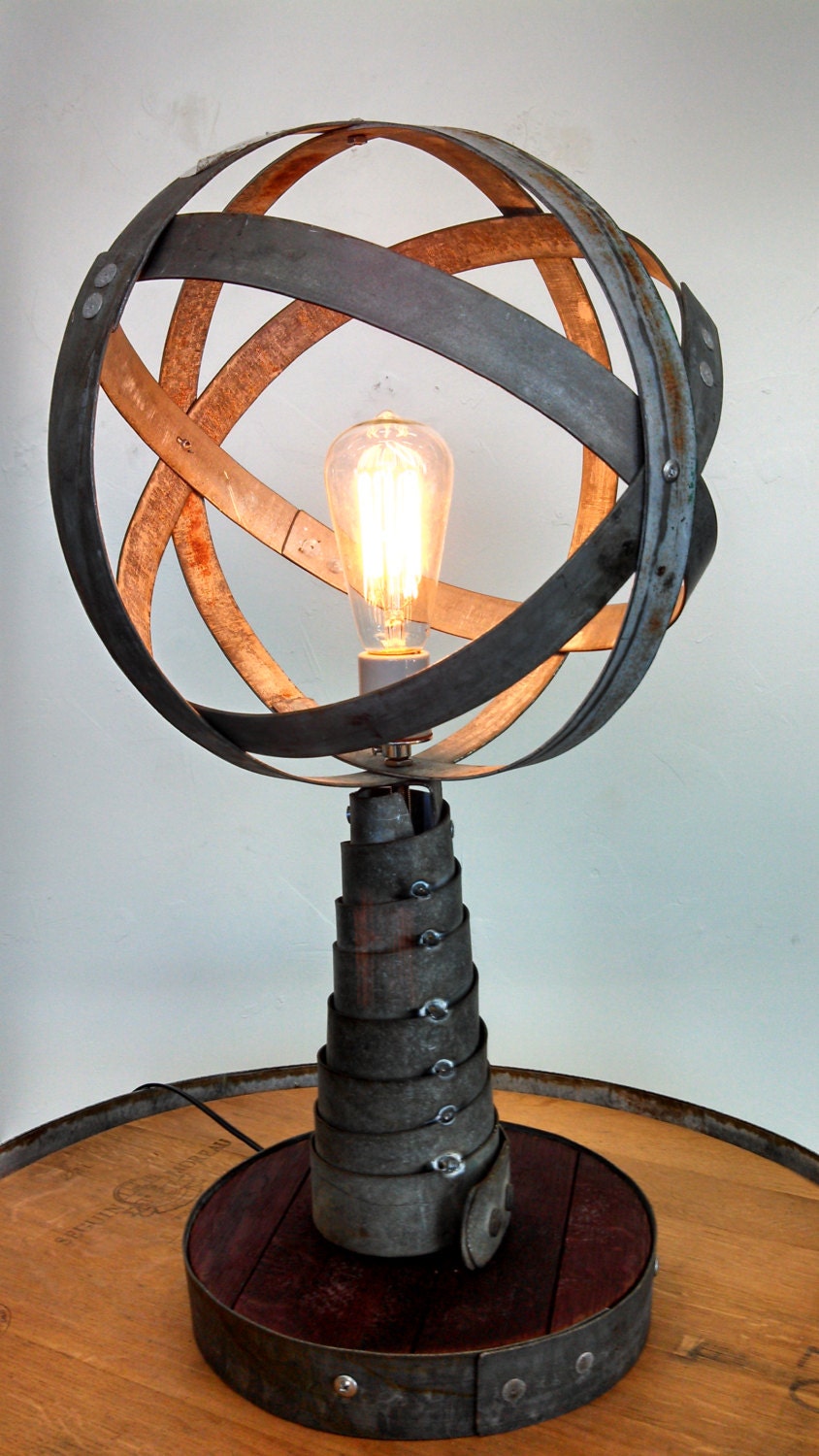 Atom Desk Lamp Small - 100% Recycled Napa wine barrels