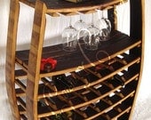 Large Wine Barrel Rack with glass holders- 100% recycled Napa barrels