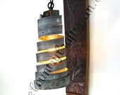 Wine Barrel Ring Wall Sconce Hanging Pendant Light -Open -100% RECYCLED from Napa Wine Barrels