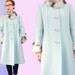 1960s Fur Trim Coat Robins Egg Blue Small