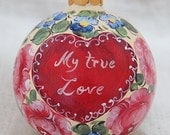 Valentines Day Hearts Ornament -  custom glass ornaments with hearts and roses
