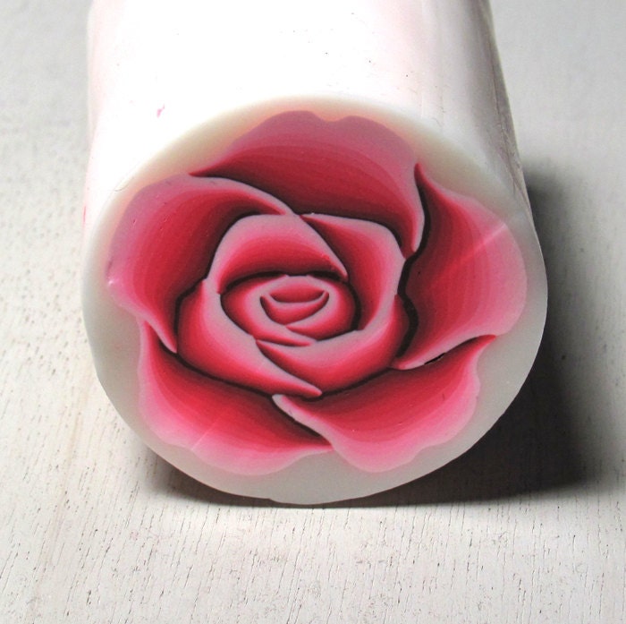 Polymer clay cane pink  RED millefiori ROSE cane