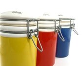 Vintage Baldelli ceramic canister set from Italy
