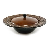 Faux wood bowl with lid - vintage home decor, chocolate brown