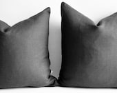 Sukan / Linen pillow cover dark grey - decorative covers - grey pillows - throw pillows - shams - decorative throw pillows - 24x24 inch