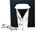 Doctor Coat Mug with Name - Personalized Travel Mug - Custom Ceramic Office Mug with Lid - Hand Painted Eco Cup