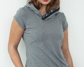 grey jersey hoodie - flowers