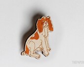 Hand Painted Wood Cavalier King Charles Spaniel Brooch